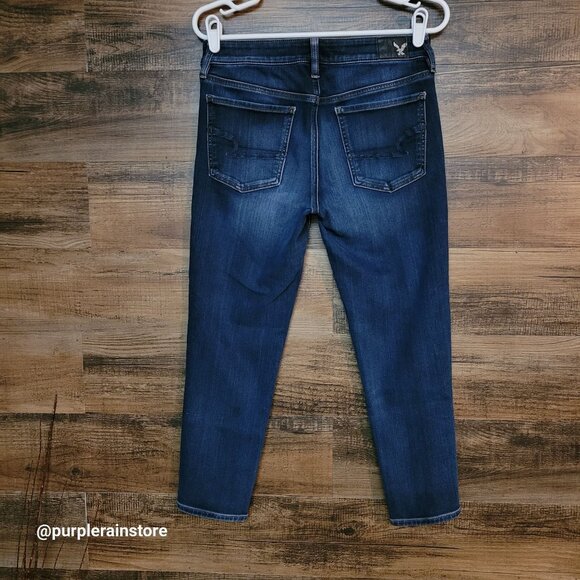 American Eagle Jeans Size 8 R Jegging Crop 360 Super Stretch Dark Wash Denim - Picture 2 of 12